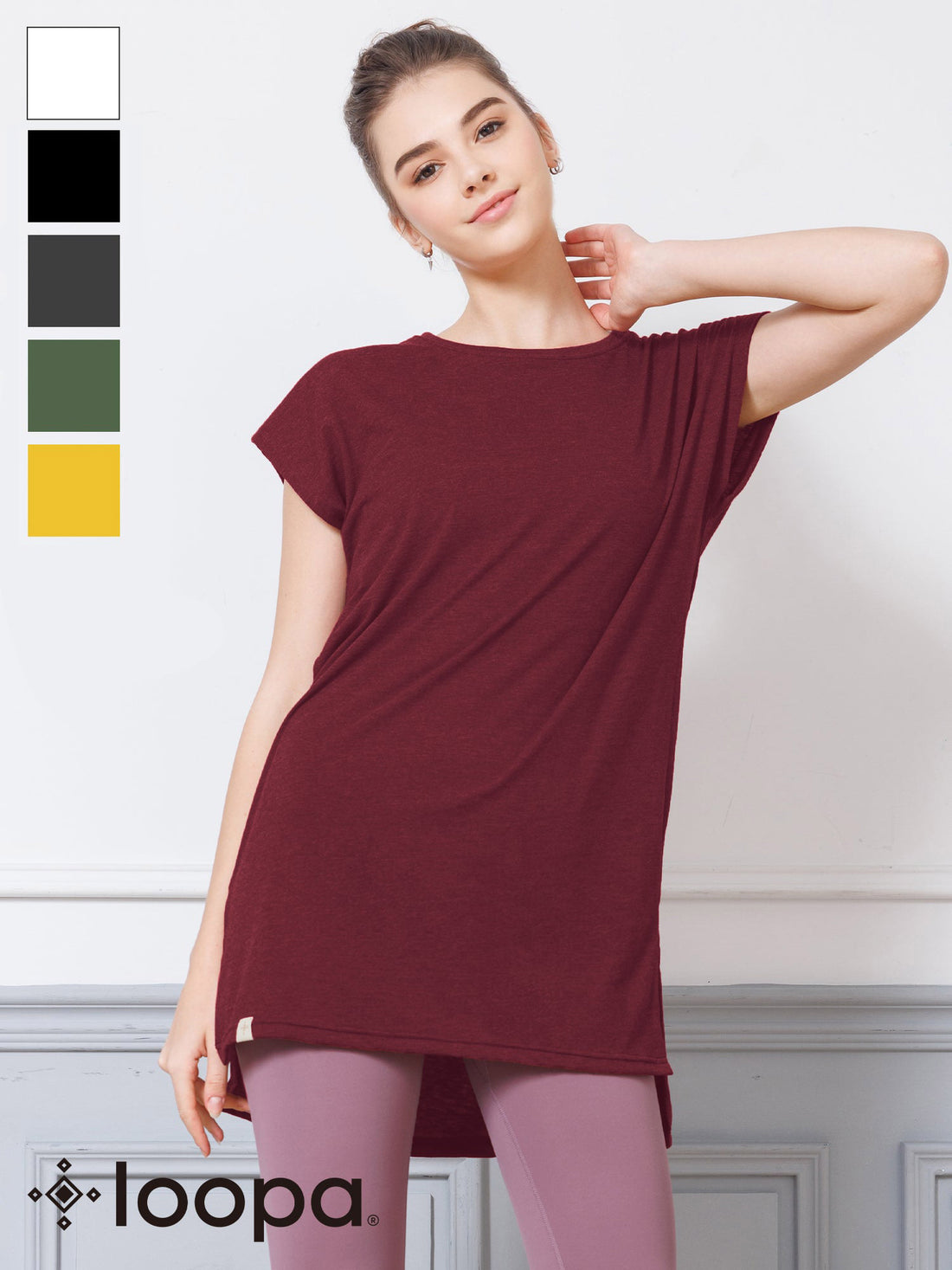 [Loopa] Loopa Side Slit Tunic Tee / Yoga Tops Yoga Wear T-shirt [A] 20_1