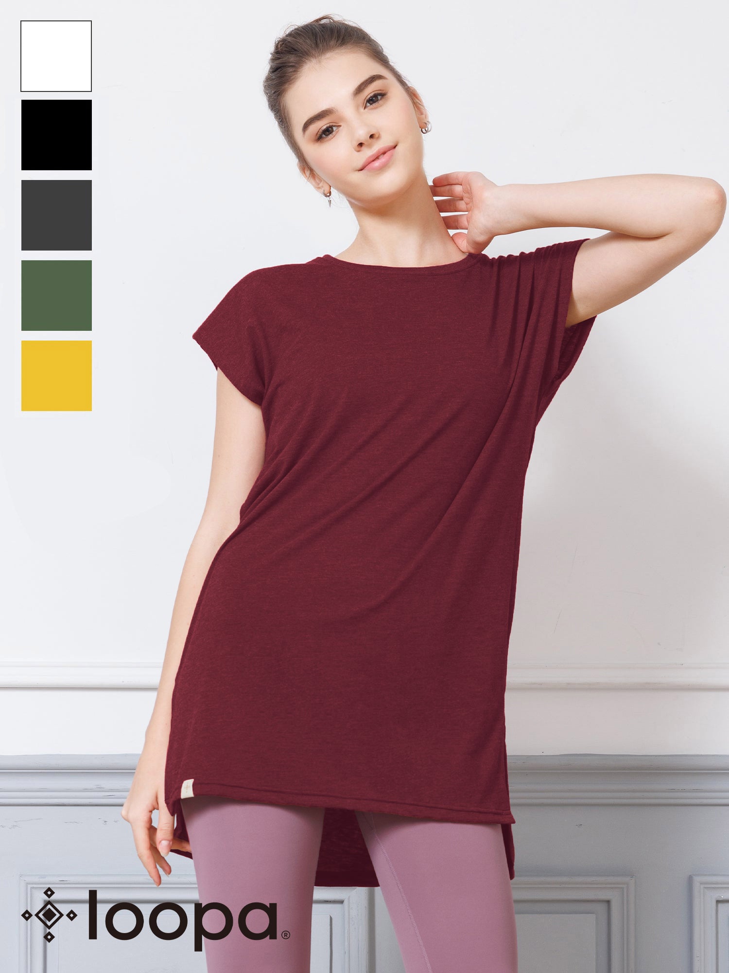 [Loopa] Loopa Side Slit Tunic Tee / Yoga Tops Yoga Wear T-shirt [A] 20_1