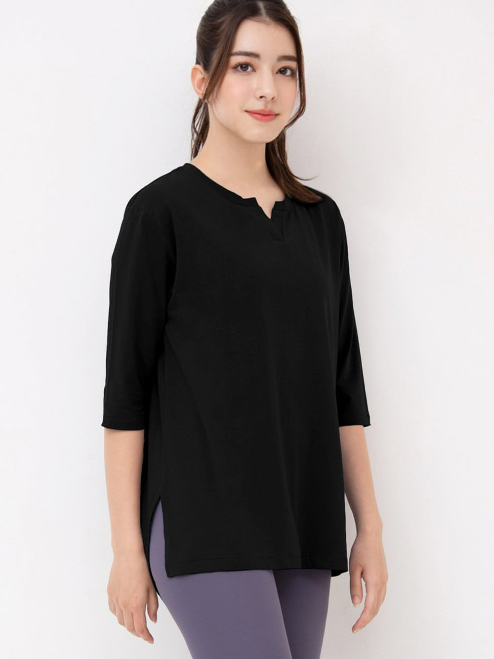 [Loopa] ルーパ キーネックロングTシャツ Yogawear Keyneck Long T-Shirts Tシャツ ヨガトップス / ヨガウェア 20_1