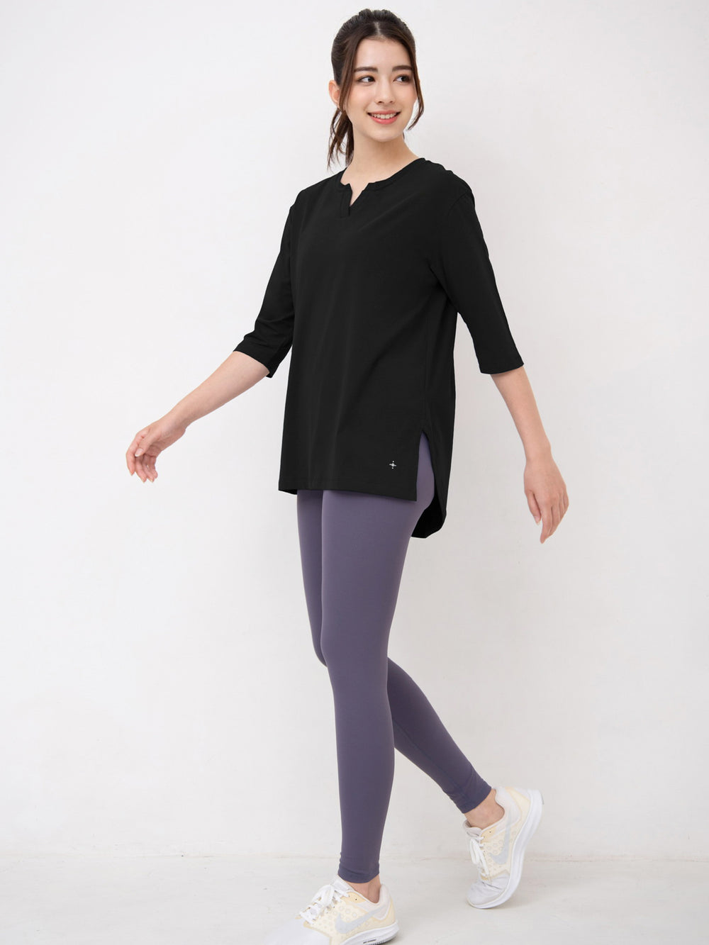 [Loopa] ルーパ キーネックロングTシャツ Yogawear Keyneck Long T-Shirts Tシャツ ヨガトップス / ヨガウェア 20_1