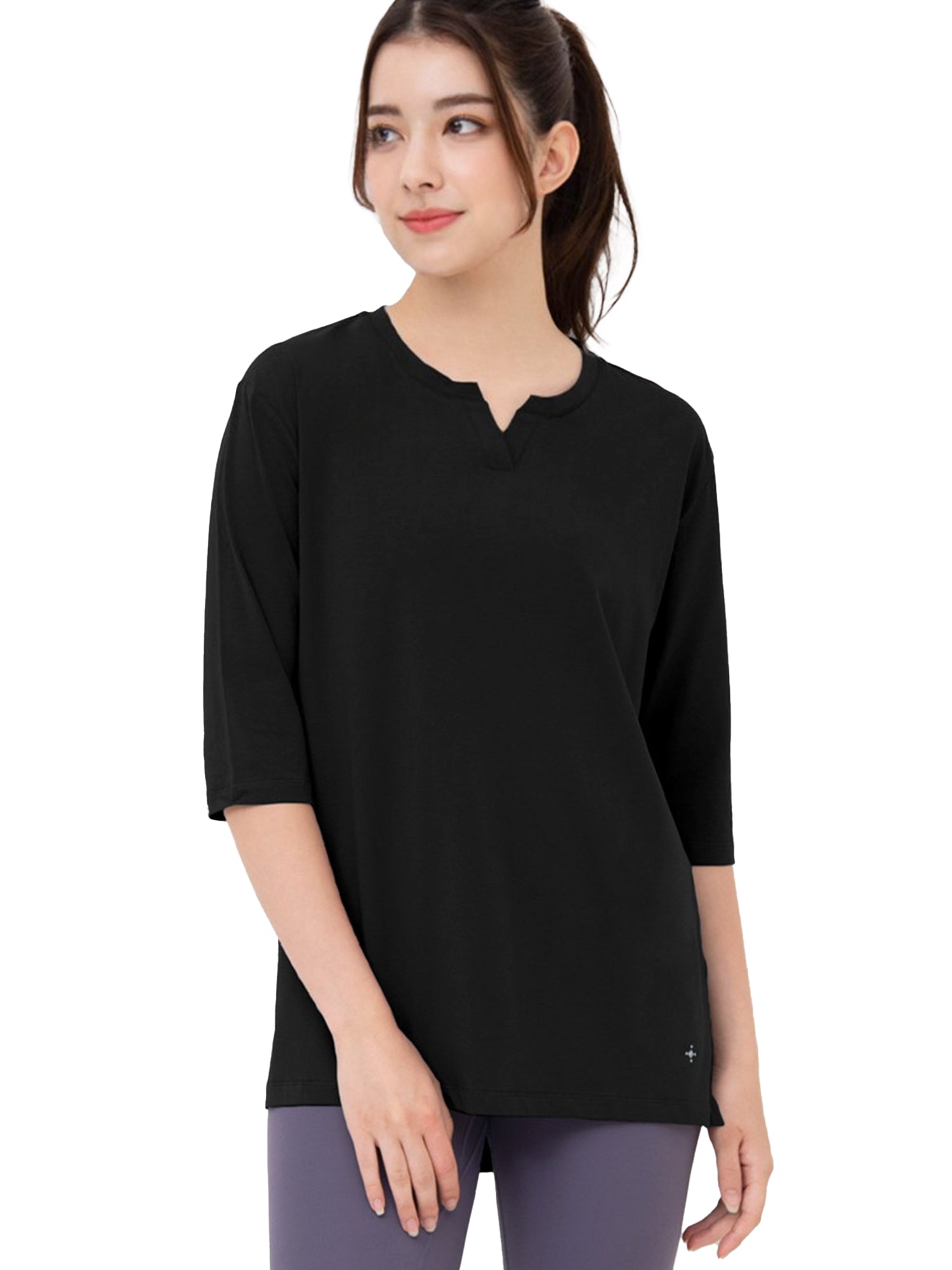 Loopa] ルーパ キーネックロングTシャツ Yogawear Keyneck Long T