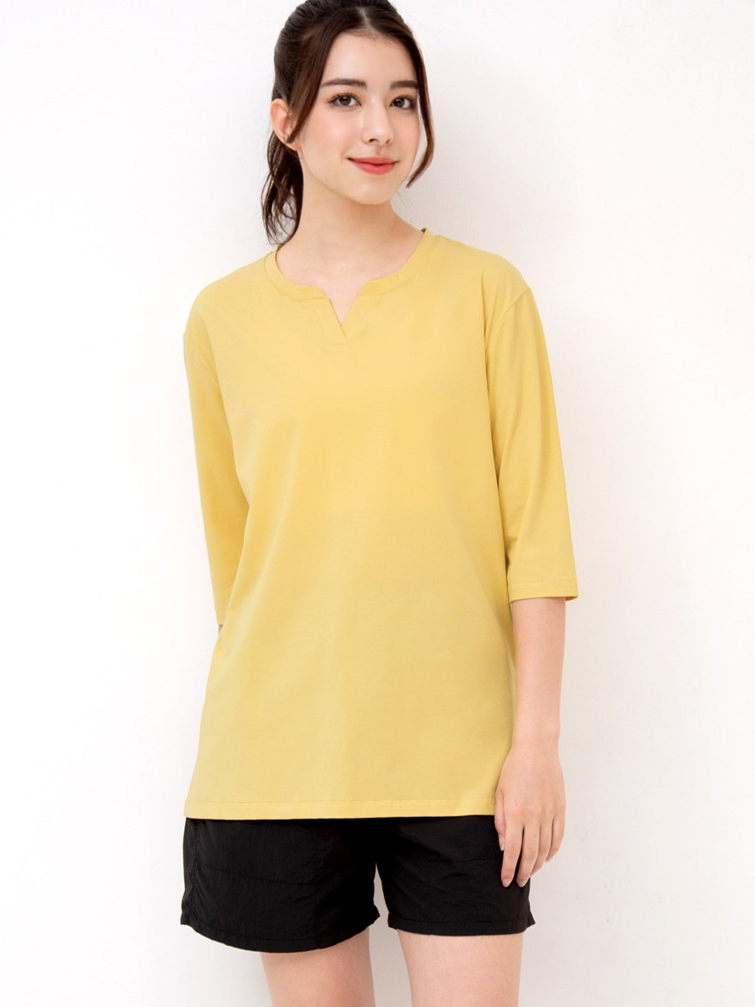 Loopa] ルーパ キーネックロングTシャツ Yogawear Keyneck Long T