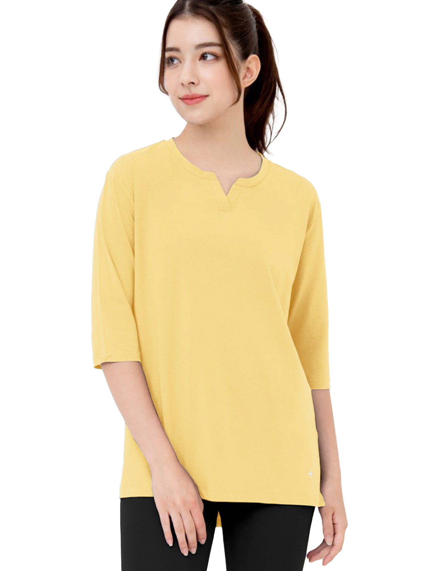 きょん【YOSAヨサ　LuLuonルルオン】テラウェアオープンネック Loopa] ルーパ キーネックロングTシャツ Yogawear Keyneck Long T