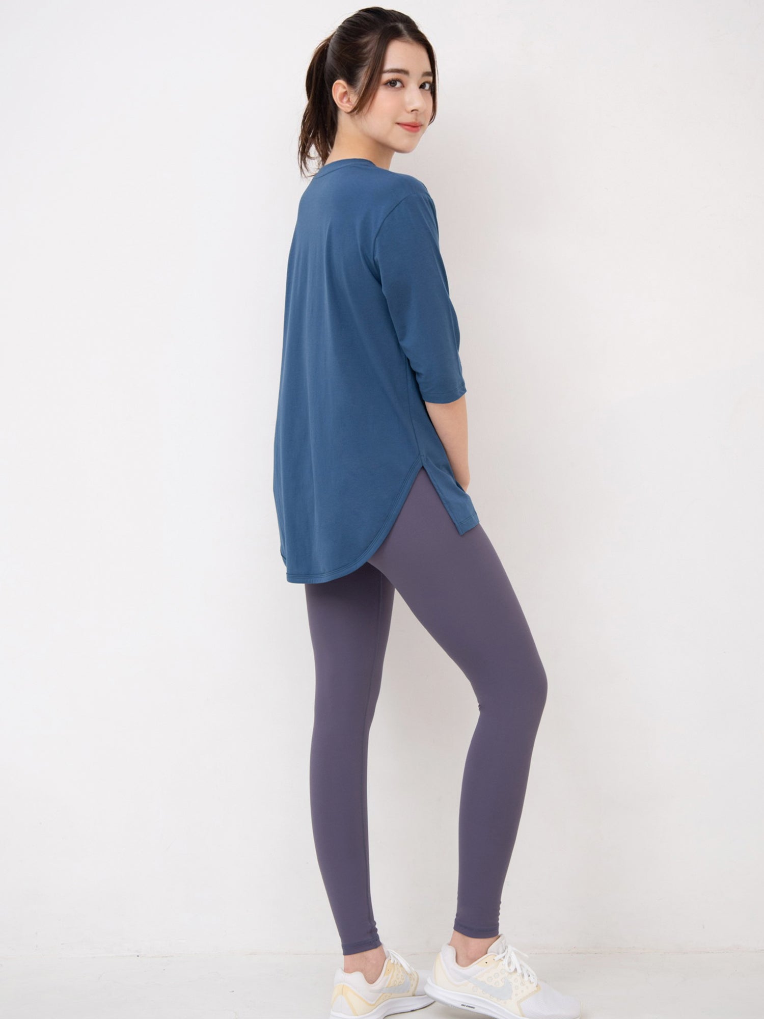 Loopa] ルーパ キーネックロングTシャツ Yogawear Keyneck Long T