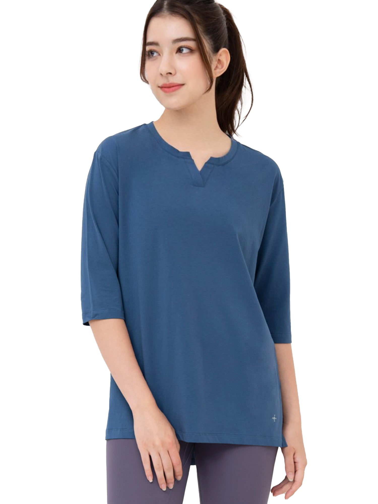 Loopa] ルーパ キーネックロングTシャツ Yogawear Keyneck Long T