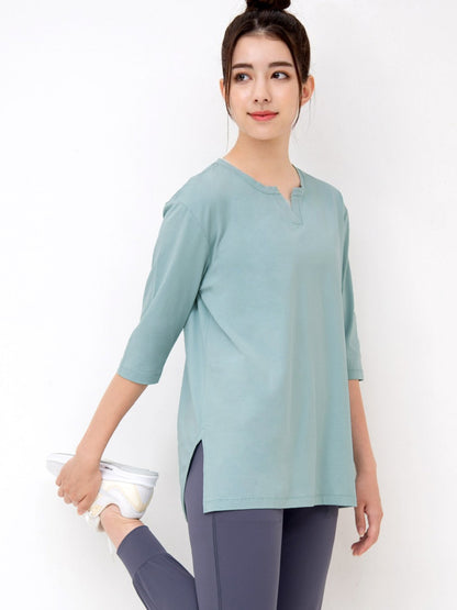 [Loopa] ルーパ キーネックロングTシャツ Yogawear Keyneck Long T-Shirts Tシャツ ヨガトップス / ヨガウェア 20_1-Puravida! プラヴィダ　ヨガ ピラティス フィットネスショップ