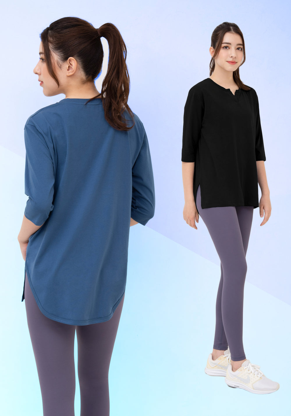 [Loopa] ルーパ キーネックロングTシャツ Yogawear Keyneck Long T-Shirts Tシャツ ヨガトップス / ヨガウェア 20_1