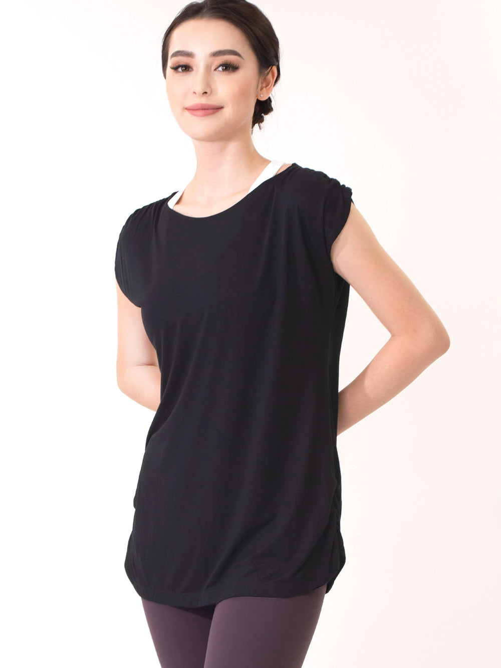 [Loopa] ルーパ ルーシュ ロング Tシャツ Yoga Roush long Tee / ヨガトップス ヨガウェア Tシャツ [A] 20_1 22SS