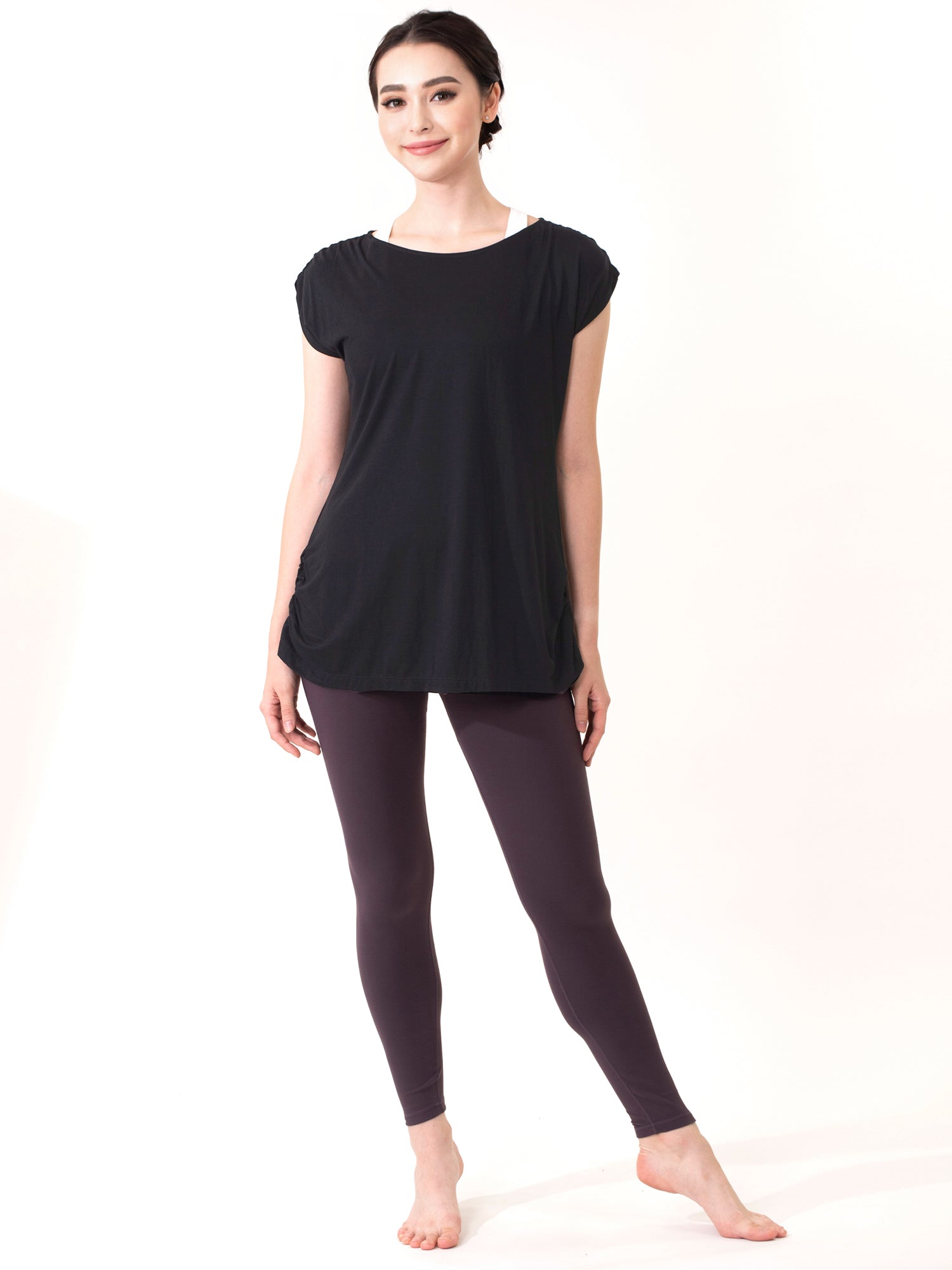 [Loopa] ルーパ ルーシュ ロング Tシャツ Yoga Roush long Tee / ヨガトップス ヨガウェア Tシャツ [A] 20_1 22SS-Puravida! プラヴィダ　ヨガ ピラティス フィットネスショップ