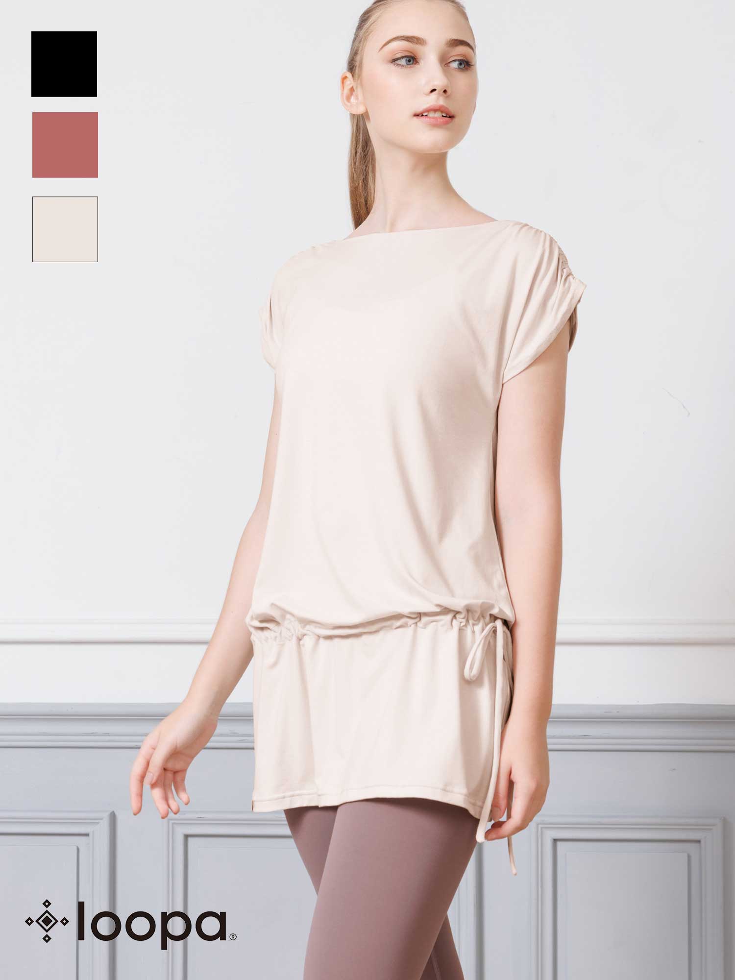 [Loopa] ルーパ 2.0 ドローストリング チュニック Yogawear Drawstring tunic Tシャツ ヨガトップス / ヨガウェア ブラック 10_1