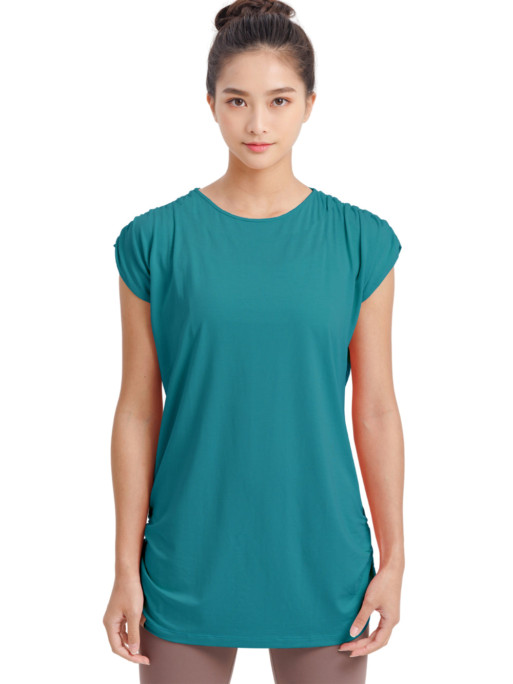 [Loopa] ルーパ ルーシュ ロング Tシャツ Yoga Roush long Tee / ヨガトップス ヨガウェア Tシャツ [A] 20_1 22SS