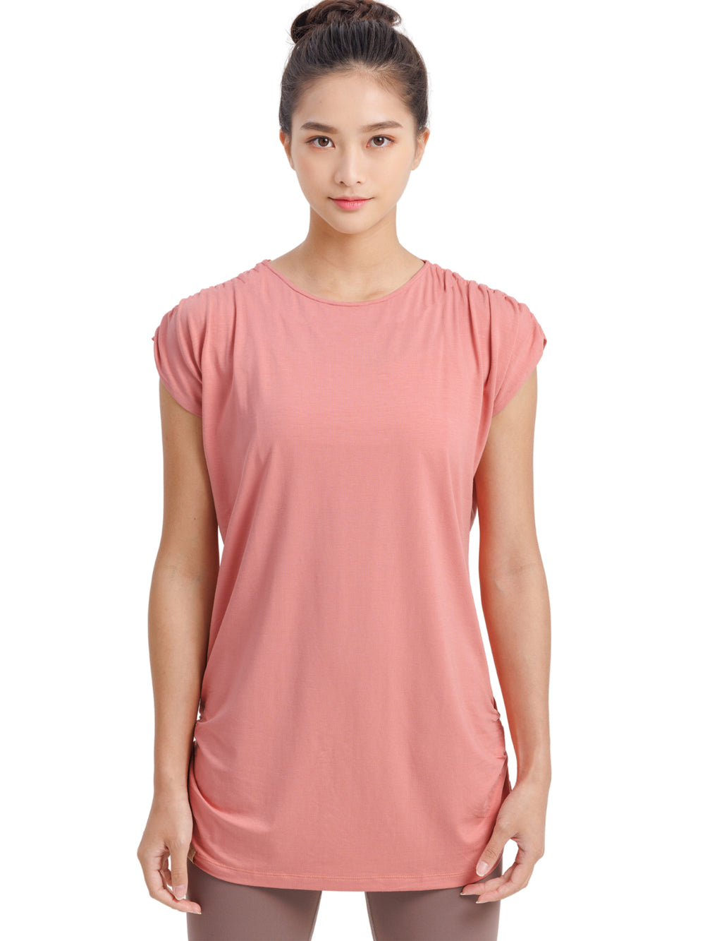 [Loopa] ルーパ ルーシュ ロング Tシャツ Yoga Roush long Tee / ヨガトップス ヨガウェア Tシャツ [A] 20_1 22SS