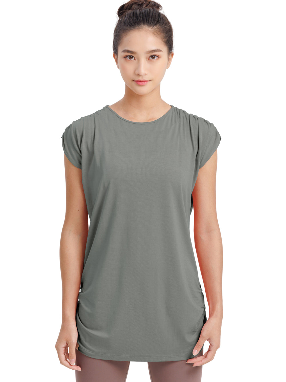 [Loopa] ルーパ ルーシュ ロング Tシャツ Yoga Roush long Tee / ヨガトップス ヨガウェア Tシャツ [A] 20_1 22SS