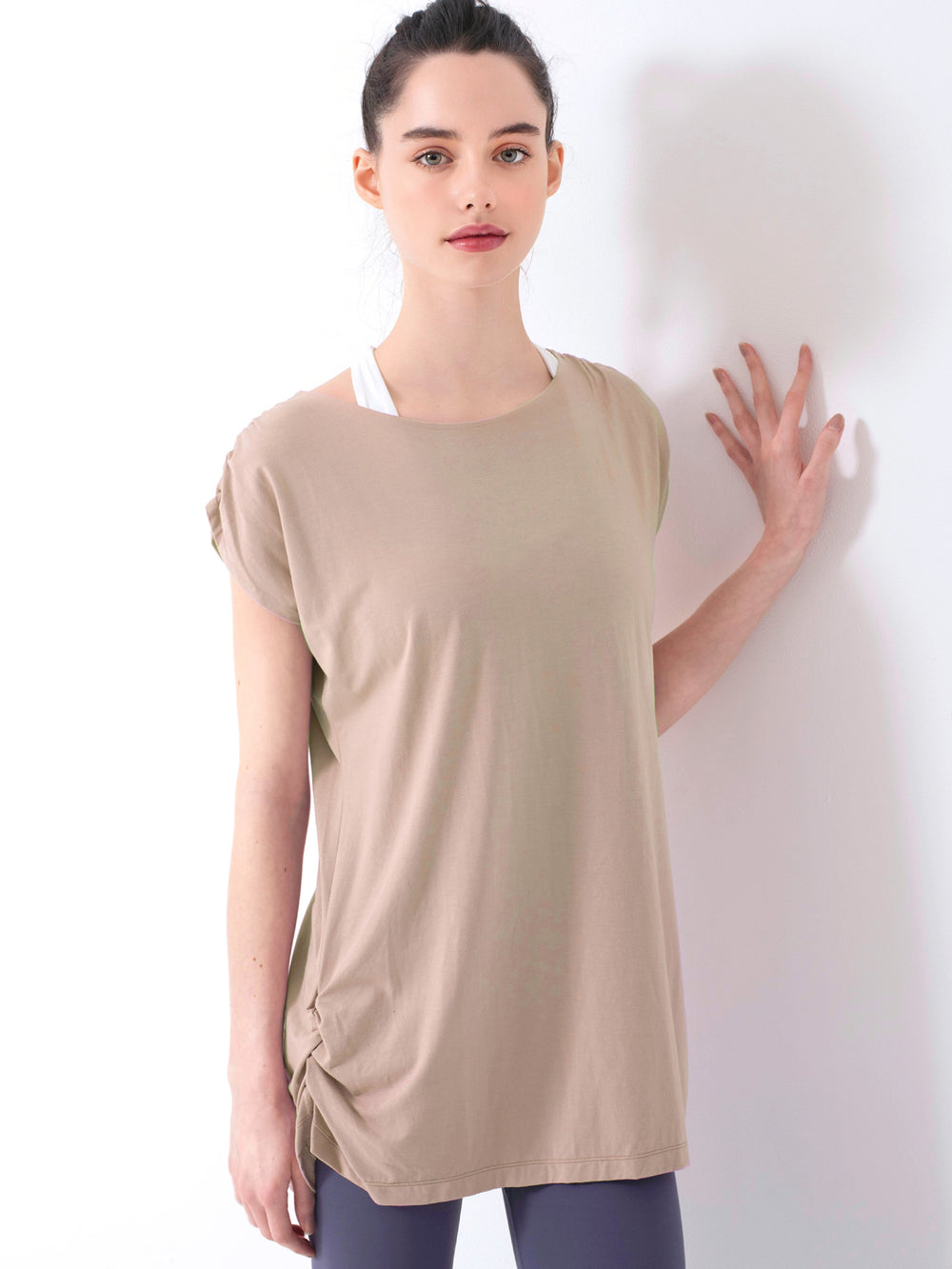 [Loopa] ルーパ ルーシュ ロング Tシャツ Yoga Roush long Tee / ヨガトップス ヨガウェア Tシャツ [A] 20_1 22SS