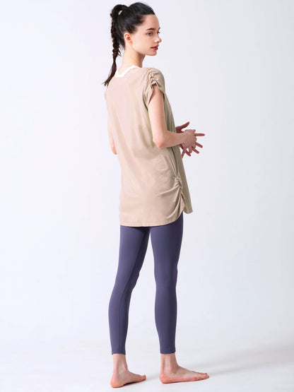 [Loopa] ルーパ ルーシュ ロング Tシャツ Yoga Roush long Tee / ヨガトップス ヨガウェア Tシャツ [A] 20_1 22SS-Puravida! プラヴィダ　ヨガ ピラティス フィットネスショップ