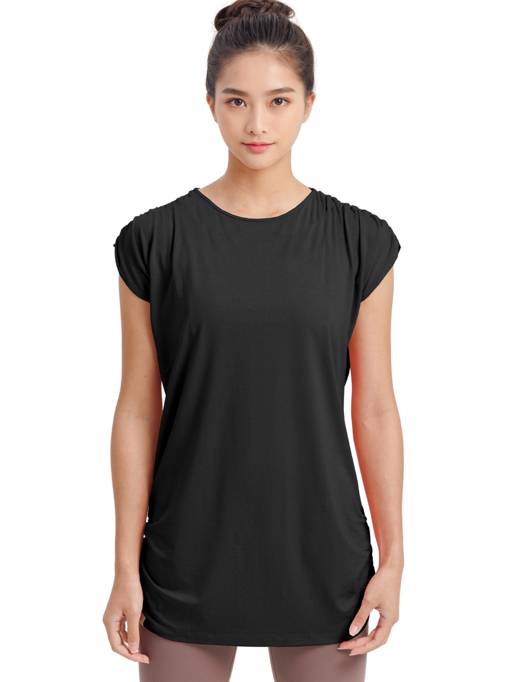 [Loopa] ルーパ ルーシュ ロング Tシャツ Yoga Roush long Tee / ヨガトップス ヨガウェア Tシャツ [A] 20_1 22SS