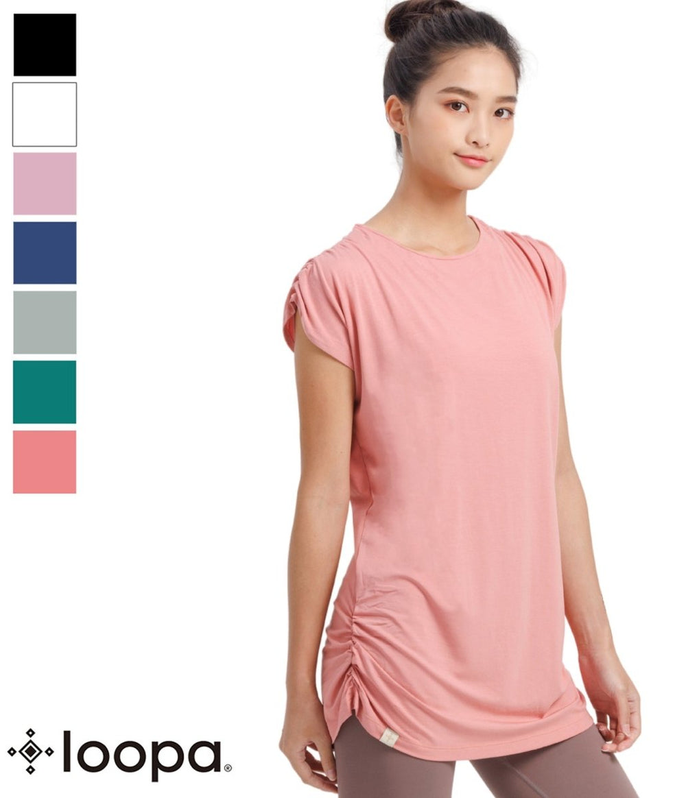 [Loopa] ルーパ ルーシュ ロング Tシャツ Yoga Roush long Tee / ヨガトップス ヨガウェア Tシャツ [A] 20_1 22SS