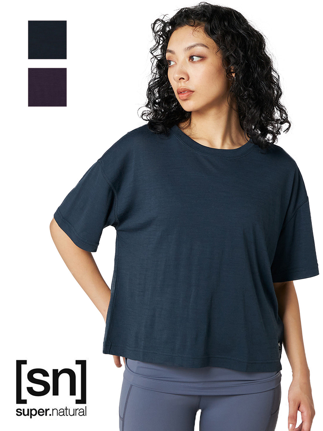 [促销][[sn] super.natural] W Boxy TEE Supernatural 女士瑜伽服短袖T恤 剪裁和缝制 / 23FW SNW020030