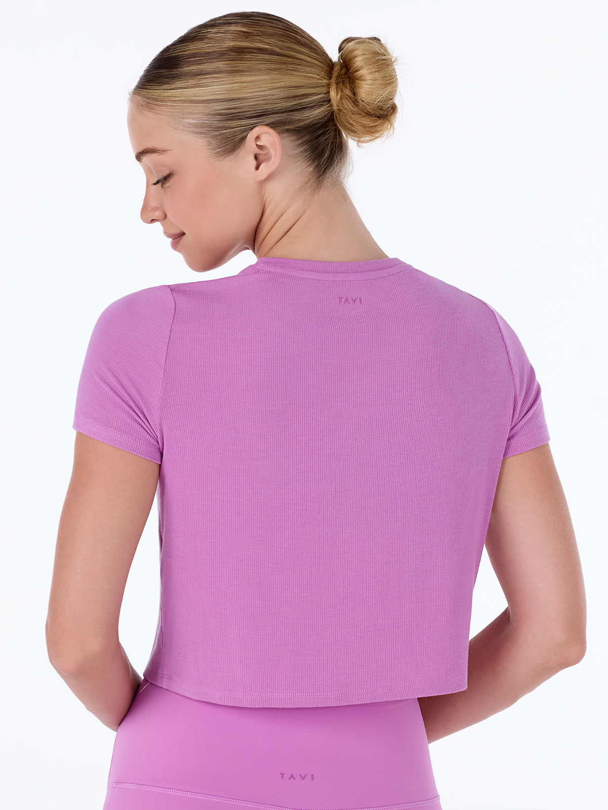 [TAVI] Ribbed Tee / Yoga Tops, Pilates, Cropped Length, Breathable, TOESOX 24FW