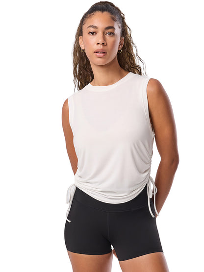 [TAVI] クロップ サイドタイ タンク Crop Side Tie Tank／ヨガ トップス ピラティス タンク 吸汗 速乾 TOESOX 26SS_D1