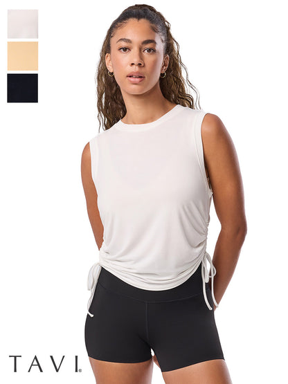 10%OFF[限定SALE][TAVI] クロップ サイドタイ タンク Crop Side Tie Tank／ヨガ トップス ピラティス タンク 吸汗 速乾
