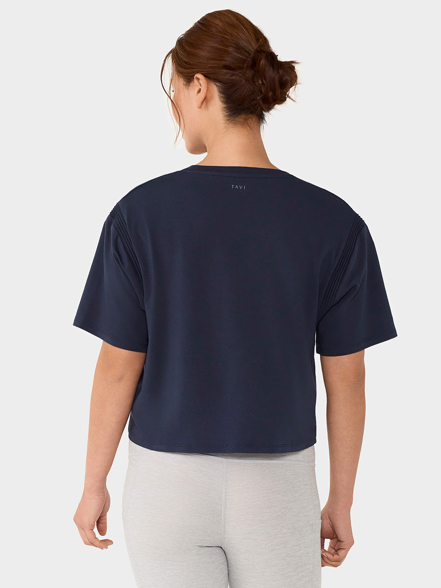 [春クーポン][TAVI] モーション Tee タビ レディース  トップス 半袖 ショート丈 クルーネック TOESOX