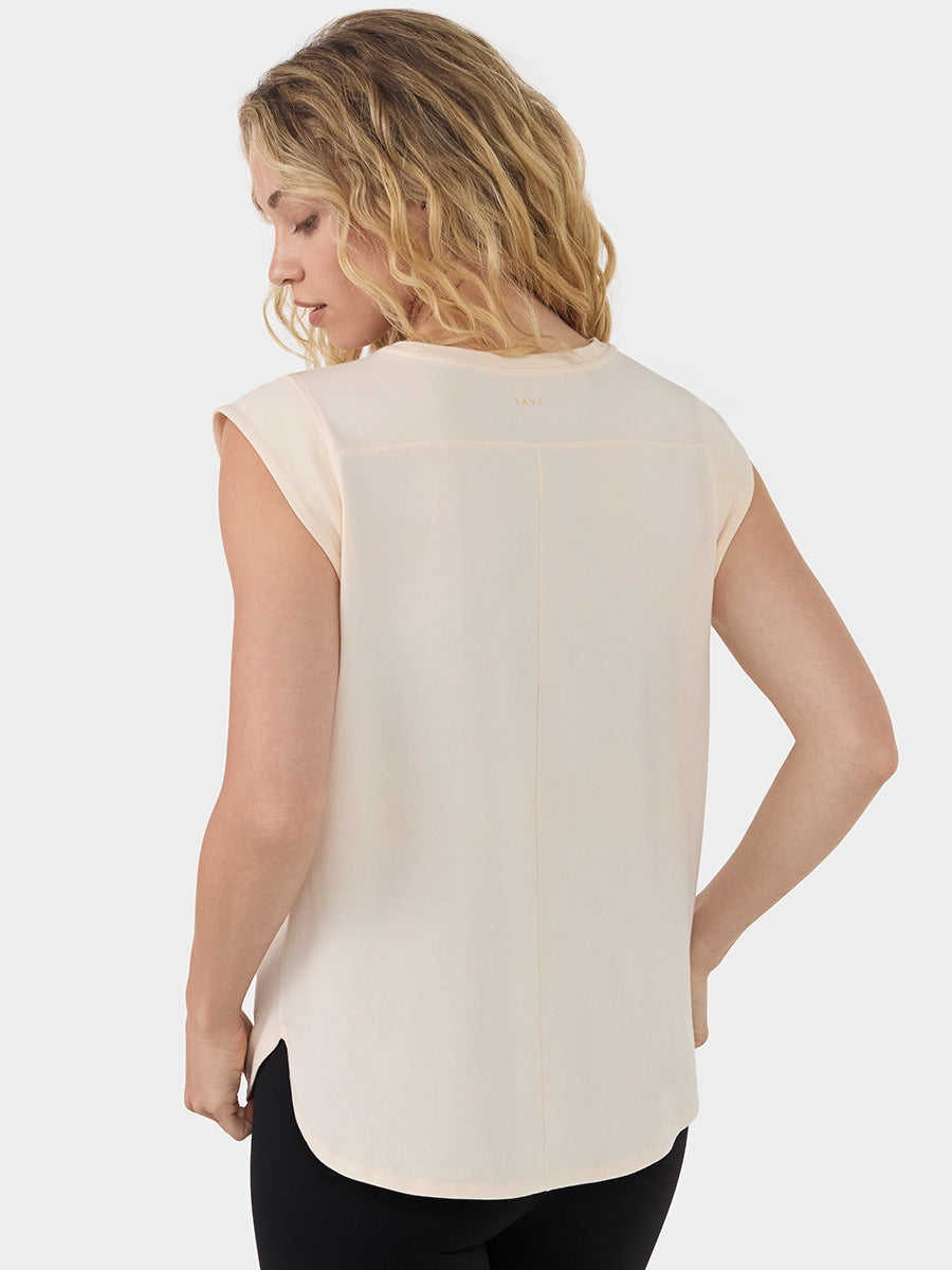 [TAVI] キャップスリーブ クルーネック Tee タビ レディース  トップス 通気性 吸湿 速乾 26SS TOESOX