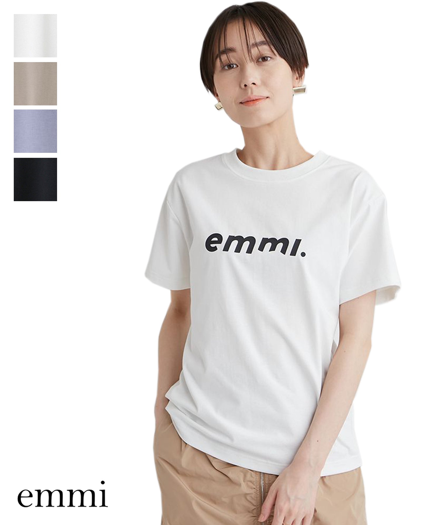 [emmi] ECOemmiロゴT-shirts エミ レディース スポーツウェア Tシャツ 半袖 サスティナブル / 24SS 13WCT244012-Puravida! プラヴィダ　ヨガ ピラティス フィットネスショップ