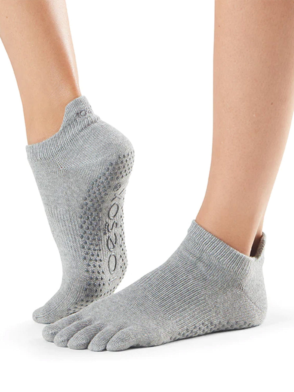 [ToeSox] Low Rise ローライズ（Full-Toe／つま先あり） グリップ ソックス ／ ヨガ ピラティス 滑り止め付 靴下 #カラー_ヘザーグレー