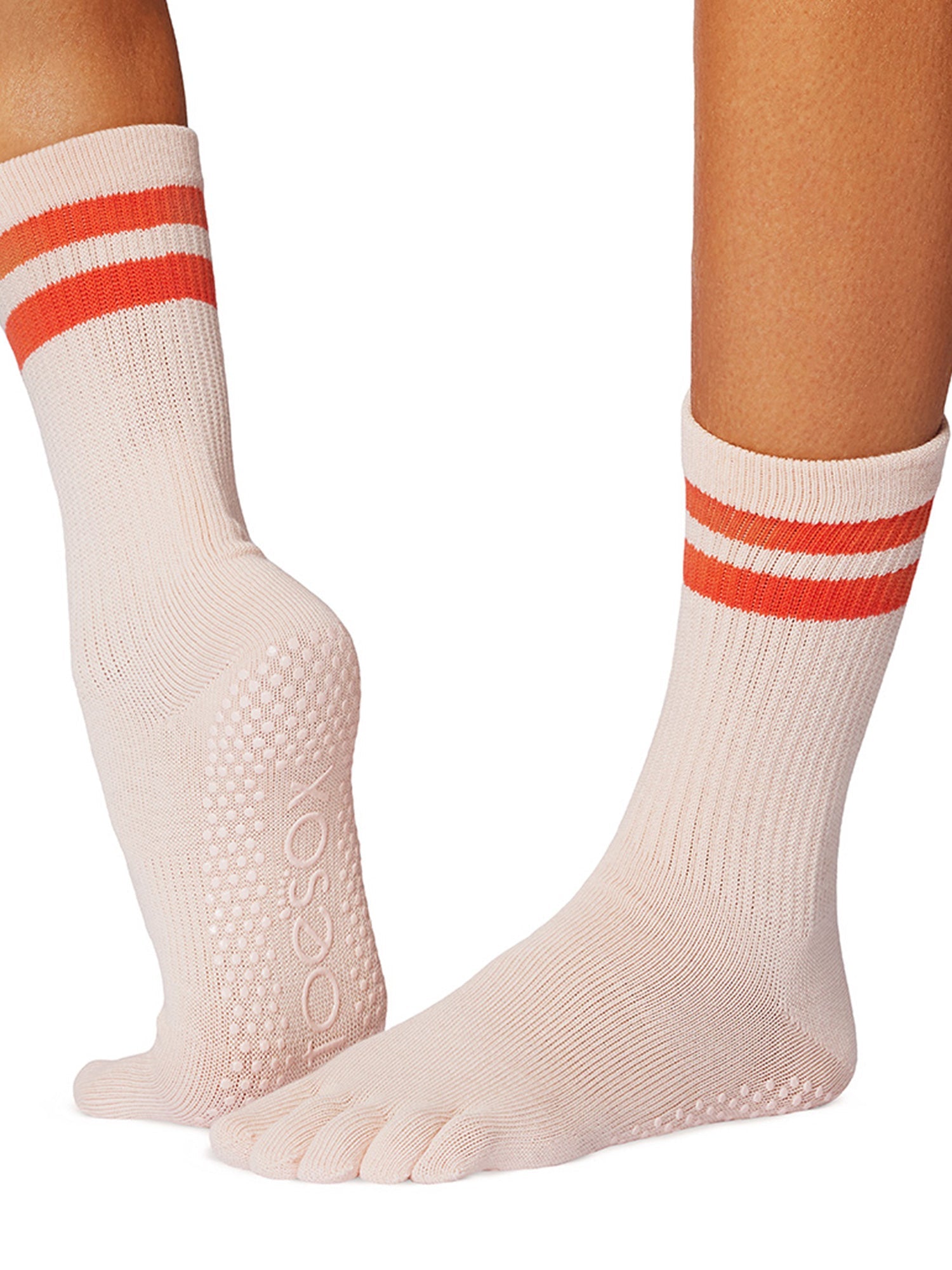 [ToeSox] Crew (Full-Toe) Grip Socks / Yoga Pilates Socks with Anti-Slip 25SS_D1 2501 Crew Length