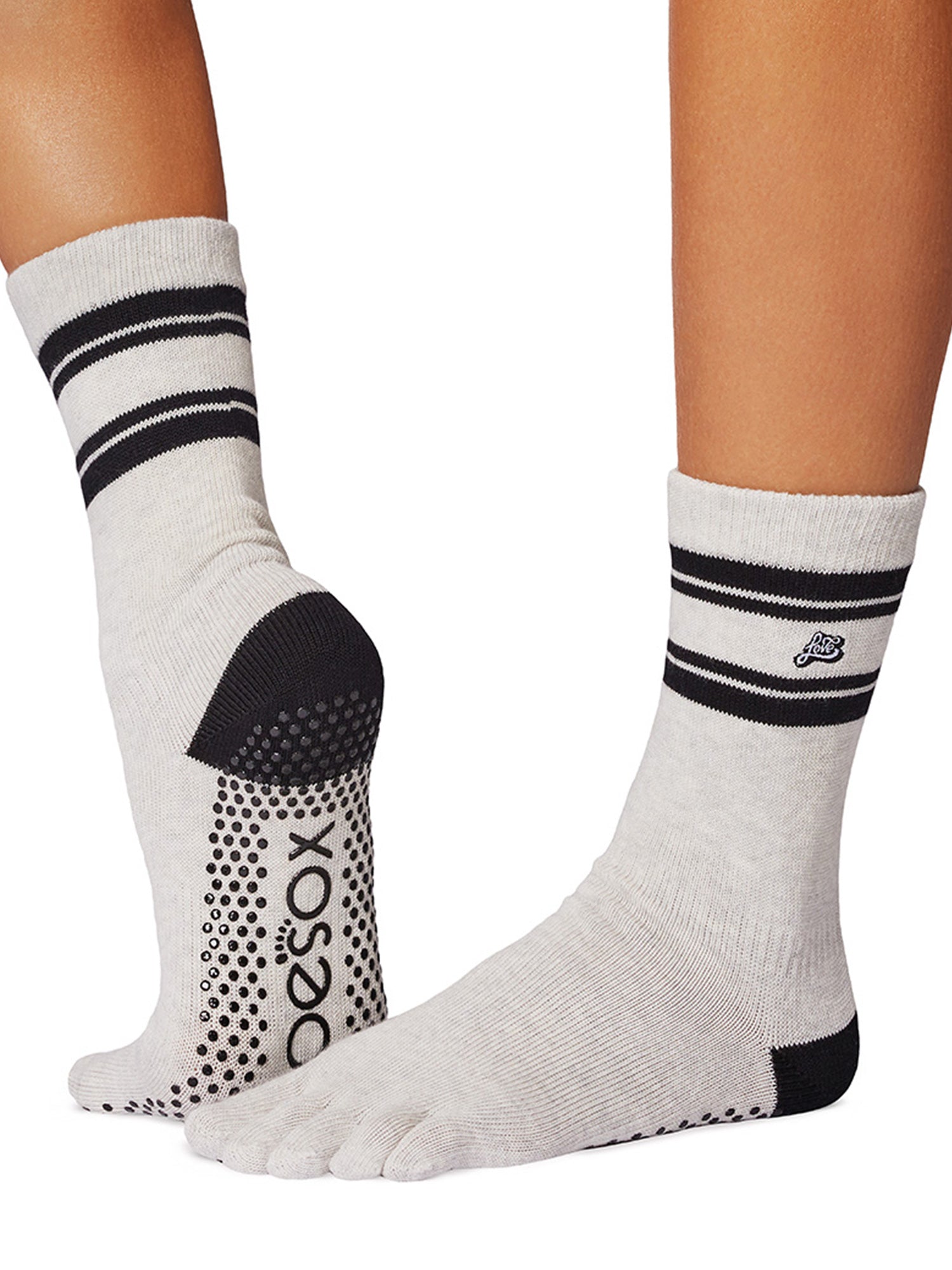 [ToeSox] Crew (Full-Toe) Grip Socks / Yoga Pilates Socks with Anti-Slip 25SS_D1 2501 Crew Length