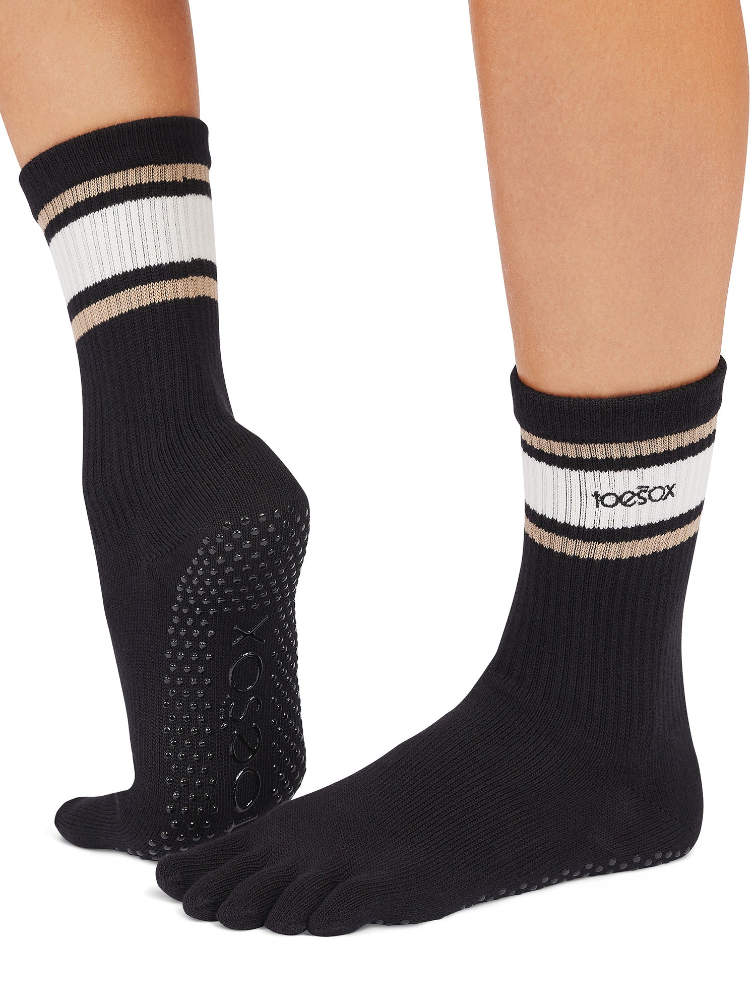 ToeSox] ヨガ ピラティス 滑り止め付 靴下 5本指 クルー丈 Crew クルー