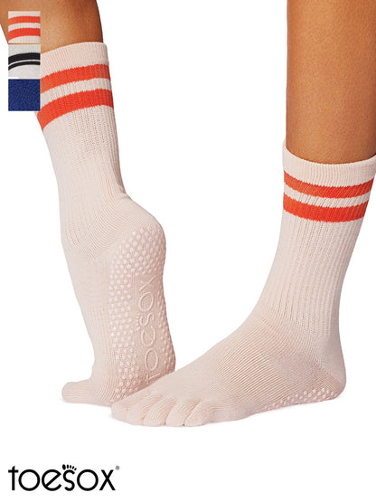 [ToeSox] Crew (Full-Toe) Grip Socks / Yoga Pilates Socks with Anti-Slip 25SS_D1 2501 Crew Length