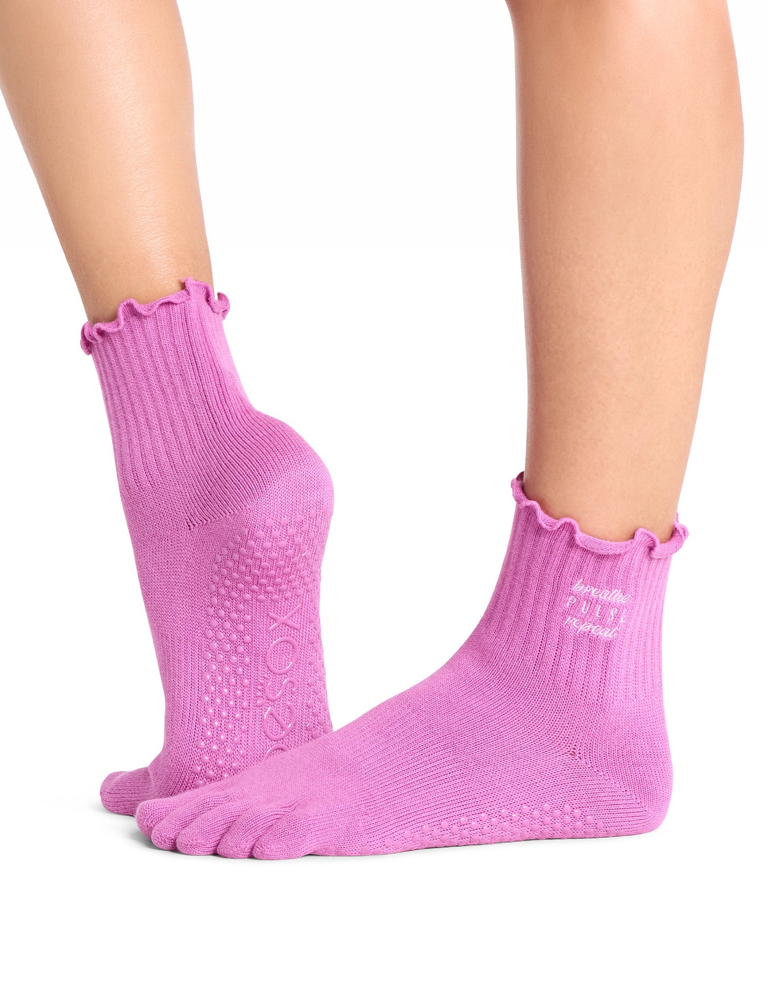 [ToeSox] Melody メロディー（Full-Toe／つま先あり） グリップ ソックス／ ヨガ ピラティス 滑り止め付 靴下 クルー丈 26FW_D1