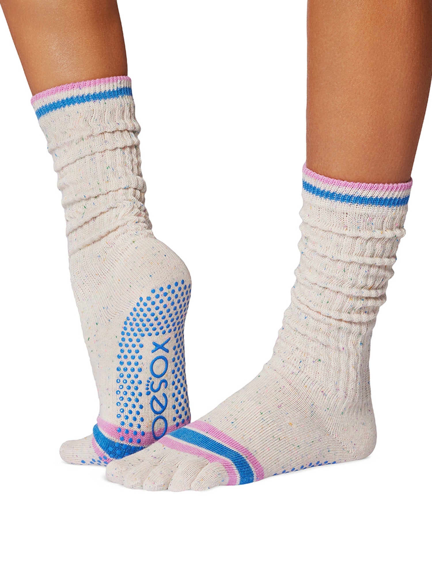 [ToeSox] Slouch (Full-Toe) Grip Socks / Yoga Pilates Socks with Anti-Slip Guard Crew Length 25SS_D1 2501