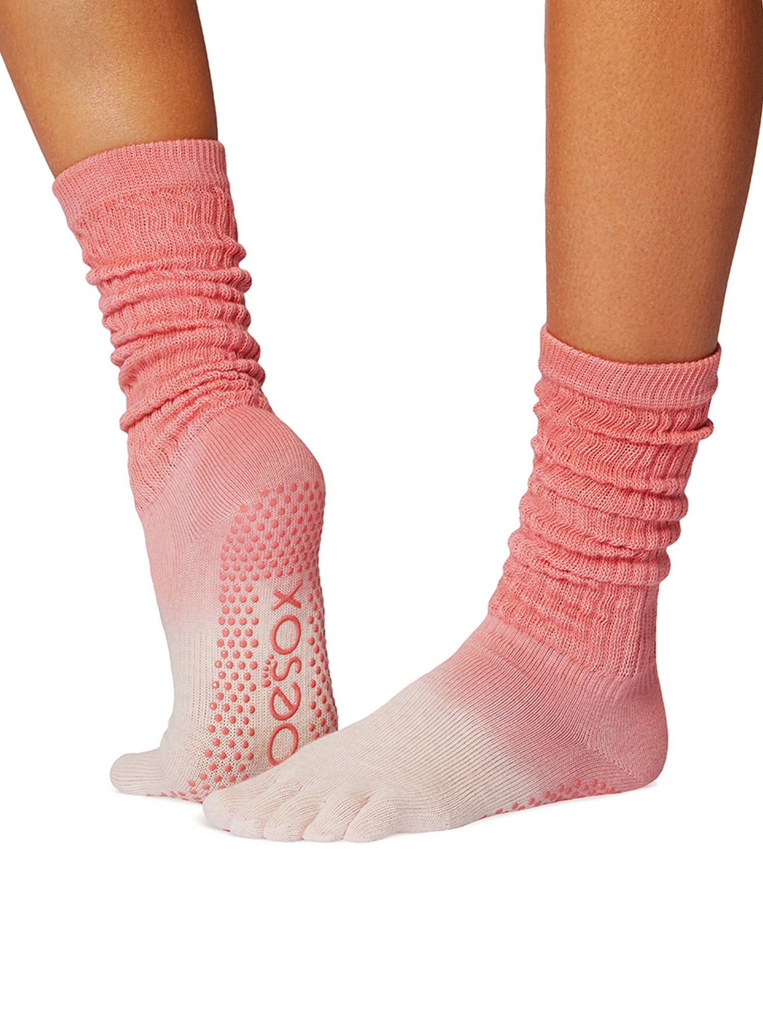 [ToeSox] Slouch (Full-Toe) Grip Socks / Yoga Pilates Socks with Anti-Slip Guard Crew Length 25SS_D1 2501