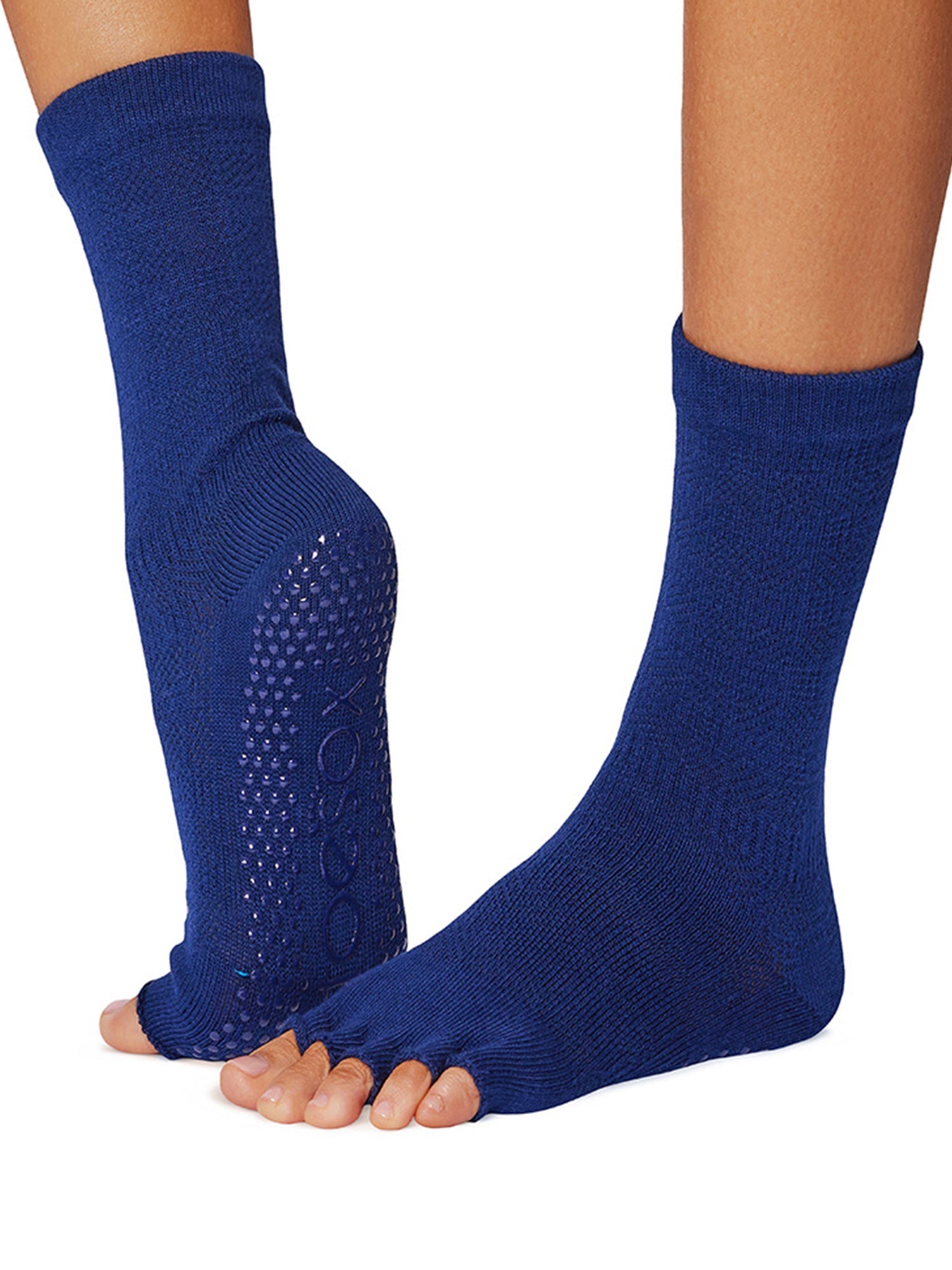 [ToeSox] Crew (Half-Toe/No Toes) Grip Socks/Yoga Pilates Socks with Anti-Slip, Crew Length, 25SS_D1 2501