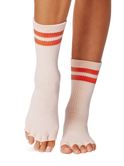 [ToeSox] Crew (Half-Toe/No Toes) Grip Socks/Yoga Pilates Socks with Anti-Slip, Crew Length, 25SS_D1 2501