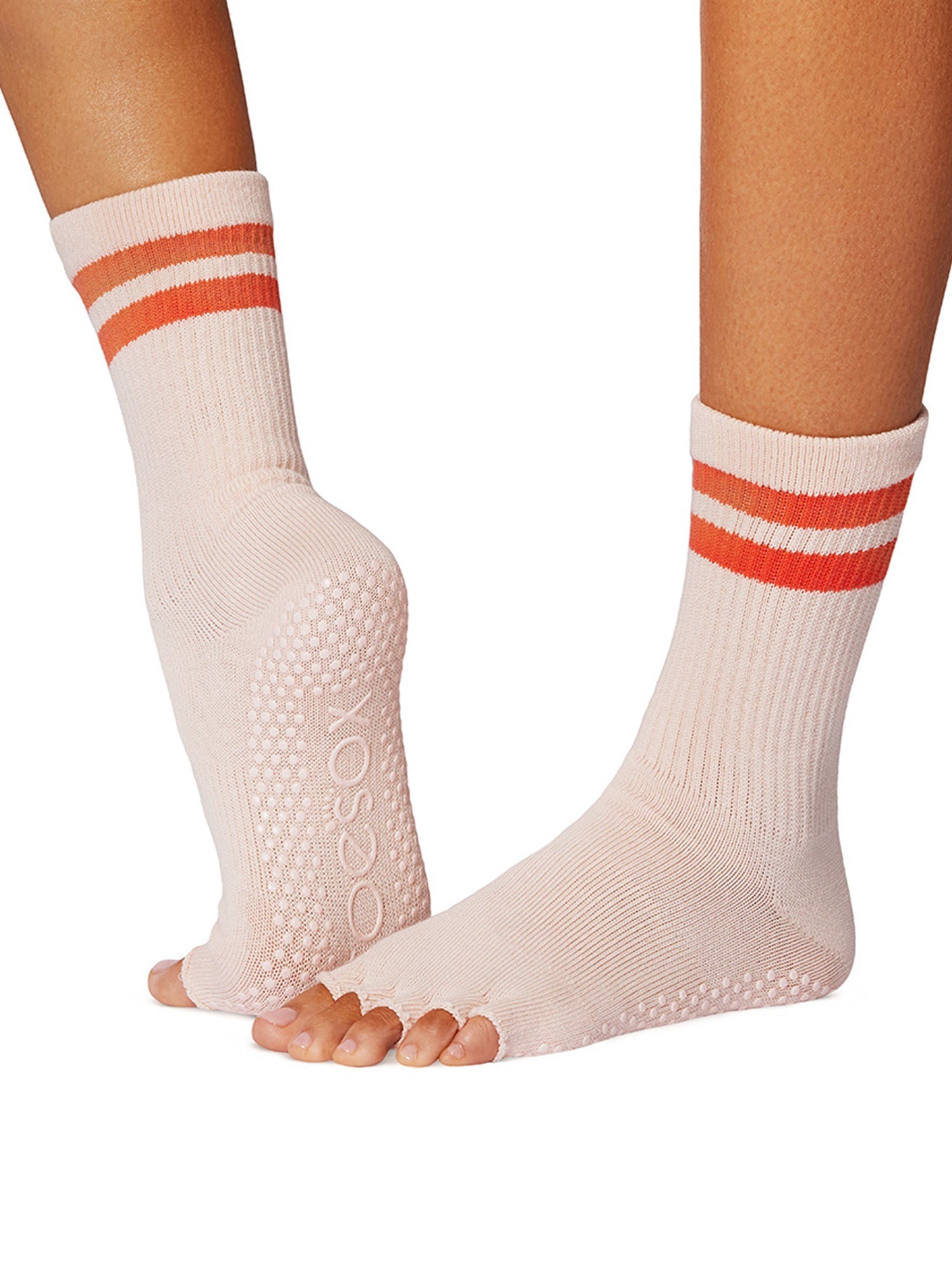 [ToeSox] Crew (Half-Toe/No Toes) Grip Socks/Yoga Pilates Socks with Anti-Slip, Crew Length, 25SS_D1 2501