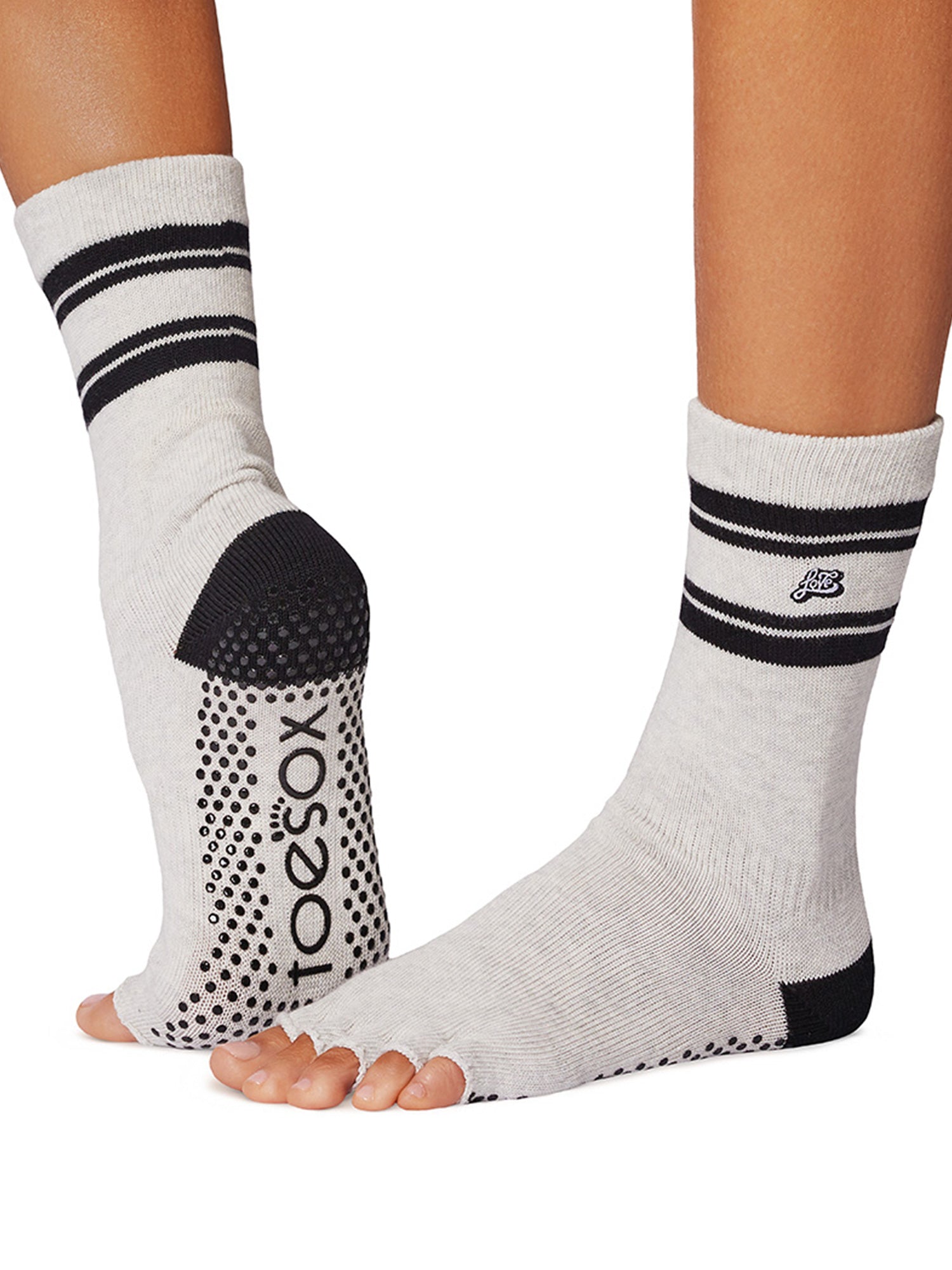 [ToeSox] Crew クルー（Half-Toe／つま先なし） グリップ ソックス／ ヨガ ピラティス 滑り止め付 靴下 クルー丈 26SS_D1