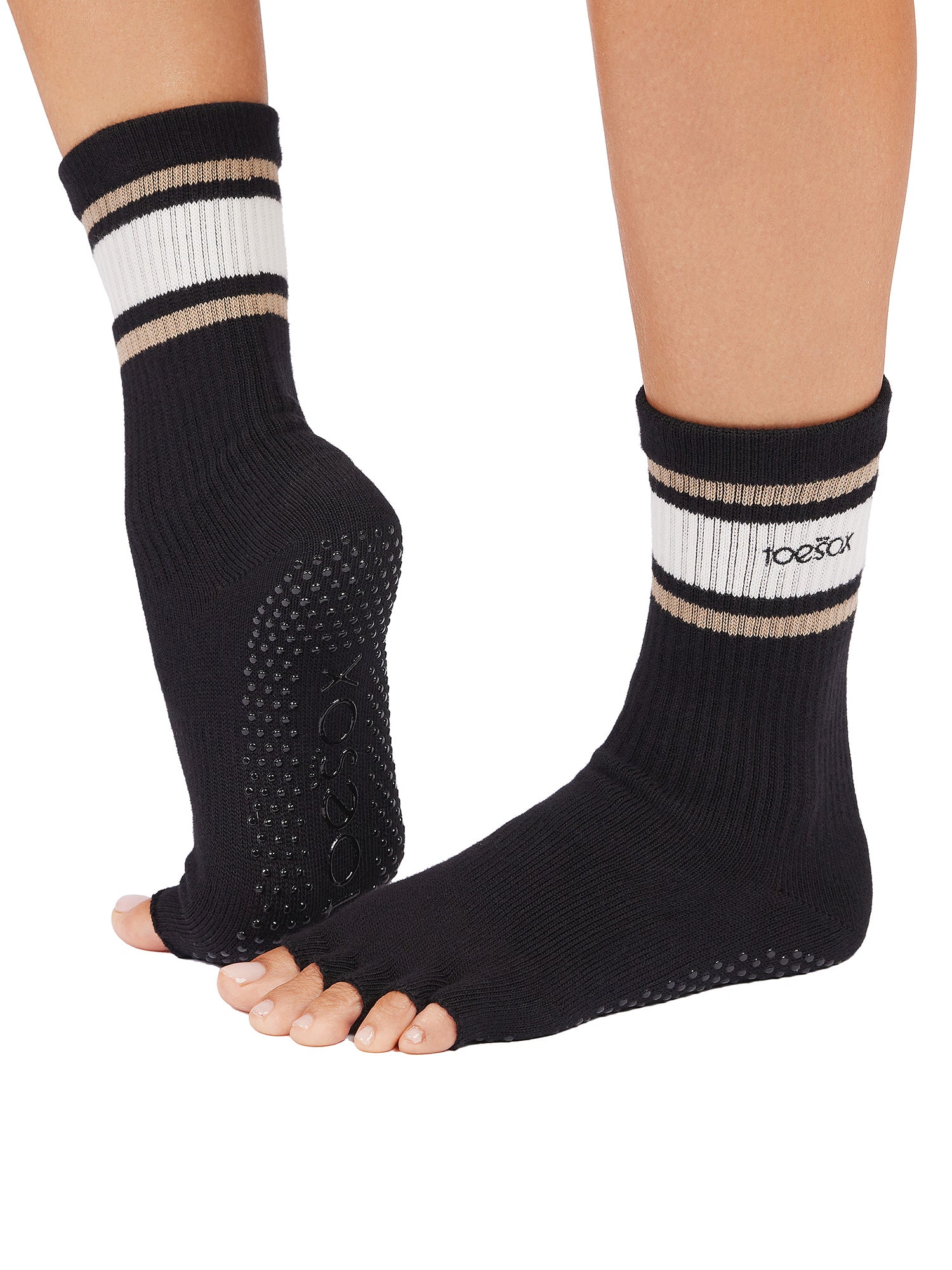 [ToeSox] Crew クルー（Half-Toe／つま先なし） グリップ ソックス／ ヨガ ピラティス 滑り止め付 靴下 クルー丈 25FW_D2