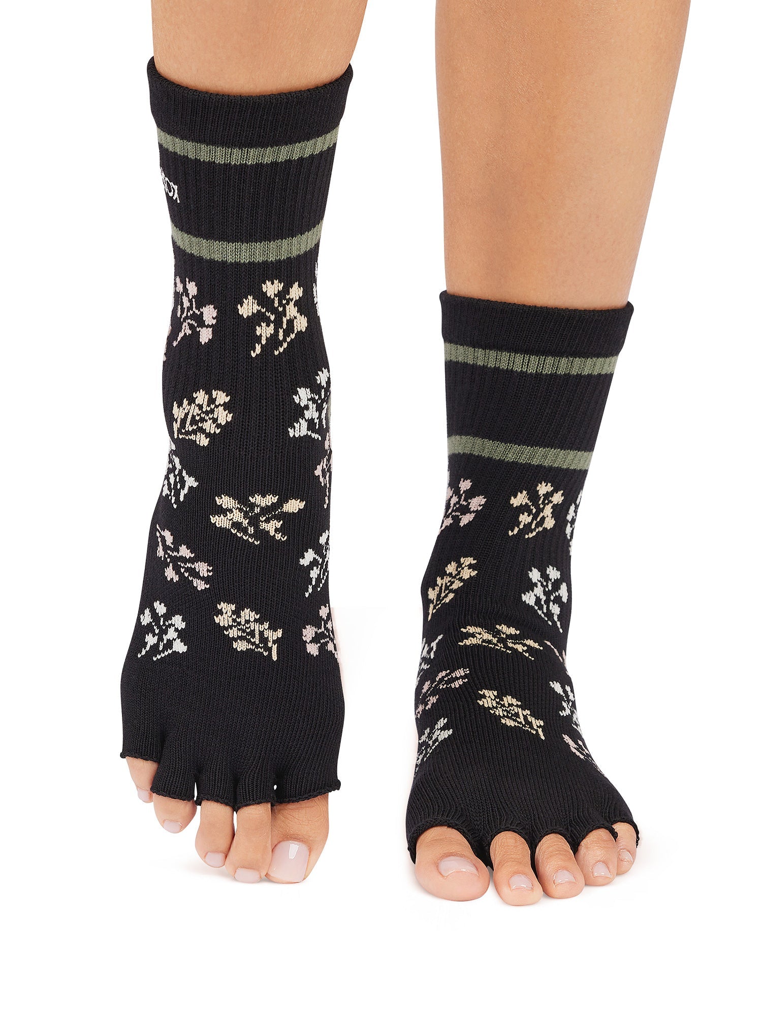 [ToeSox] Crew クルー（Half-Toe／つま先なし） グリップ ソックス／ ヨガ ピラティス 滑り止め付 靴下 クルー丈 26SS_D1