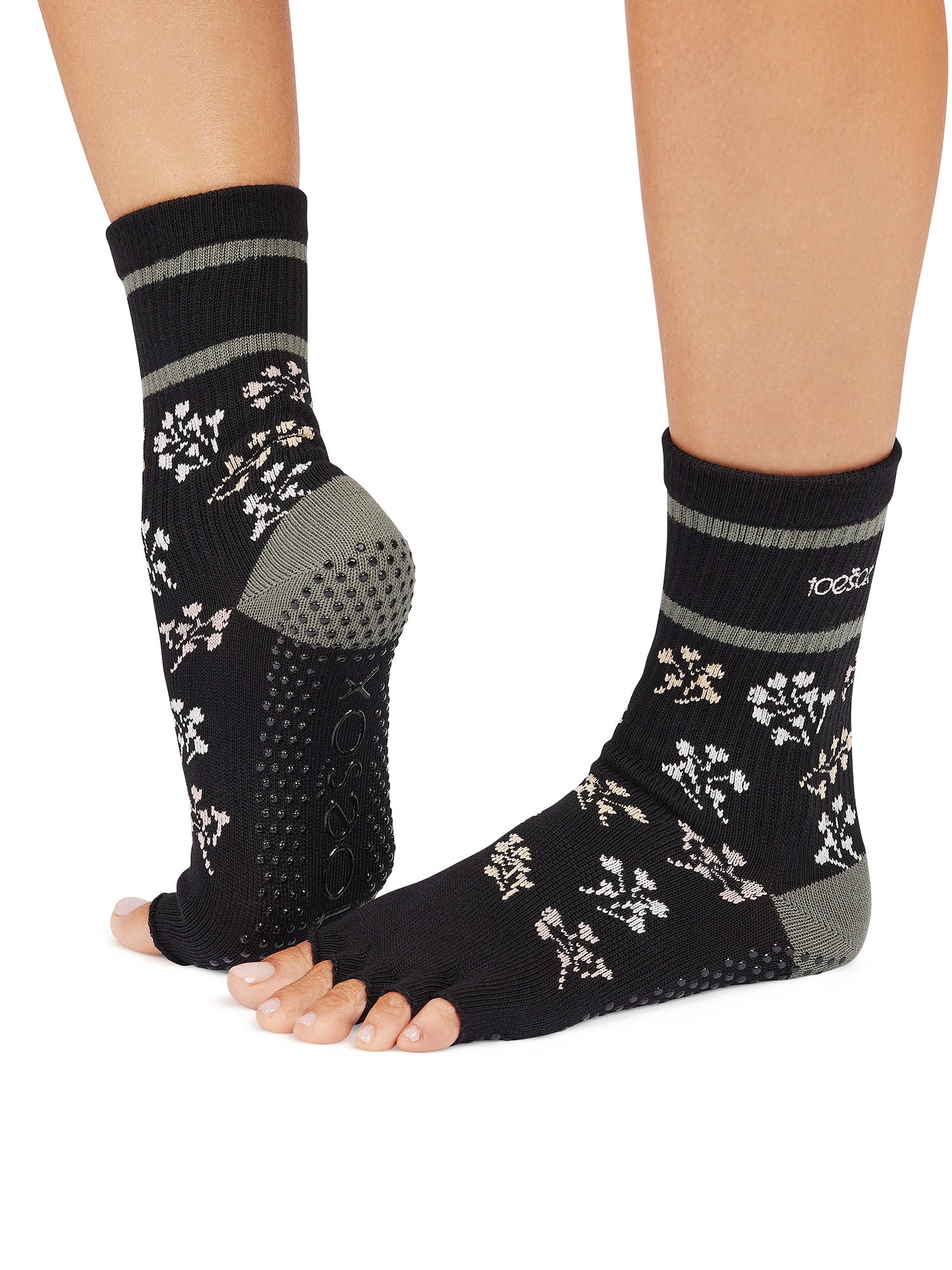 [ToeSox] Crew クルー（Half-Toe／つま先なし） グリップ ソックス／ ヨガ ピラティス 滑り止め付 靴下 クルー丈 25FW_D2