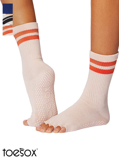 [ToeSox] Crew (Half-Toe/No Toes) Grip Socks/Yoga Pilates Socks with Anti-Slip, Crew Length, 25SS_D1 2501