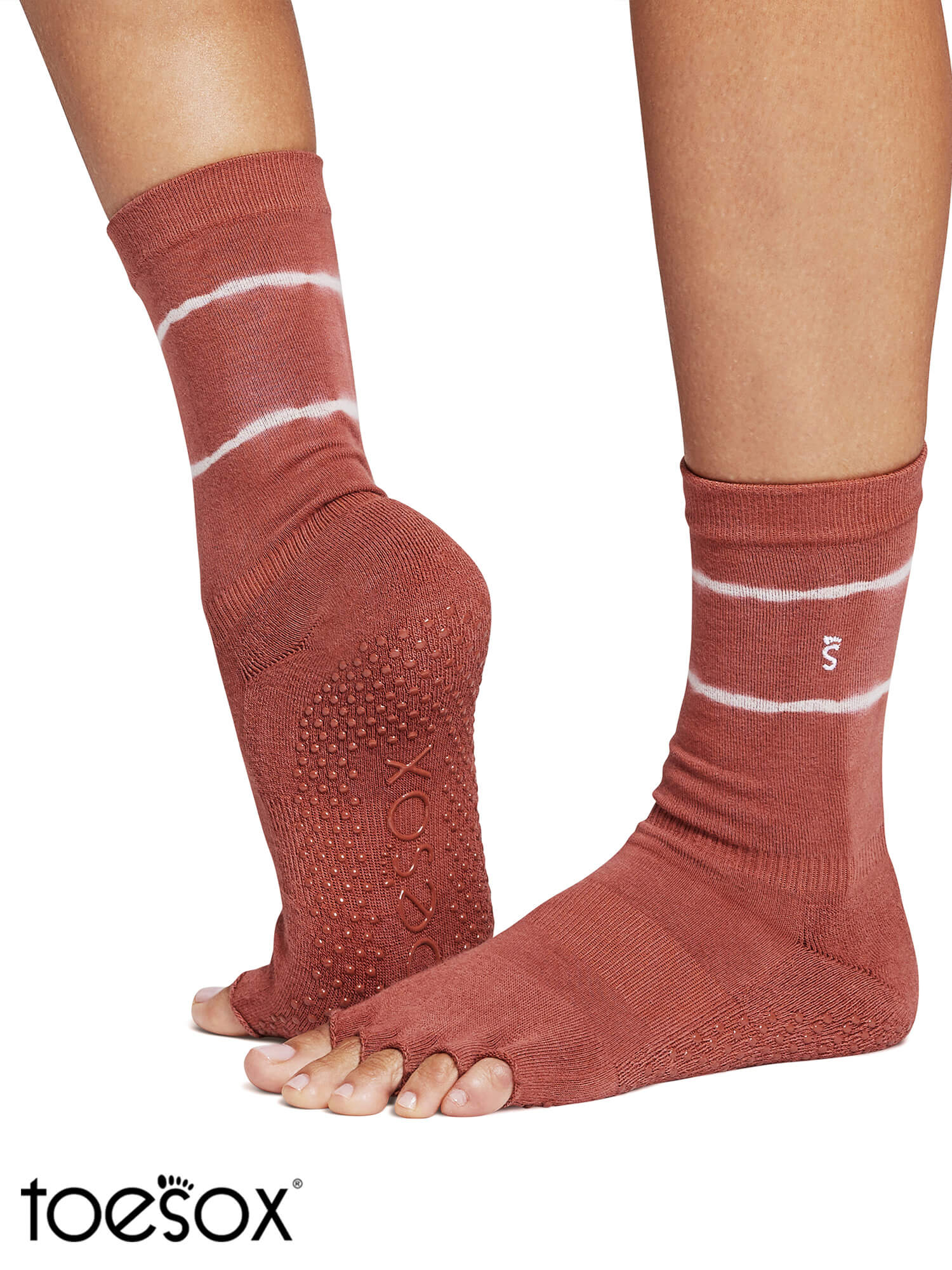 15%OFF[SALE][ToeSox] Crew クルー（Half-Toe／つま先なし） グリップ ソックス／ ヨガ ピラティス 滑り止め付 靴下 クルー丈  2501