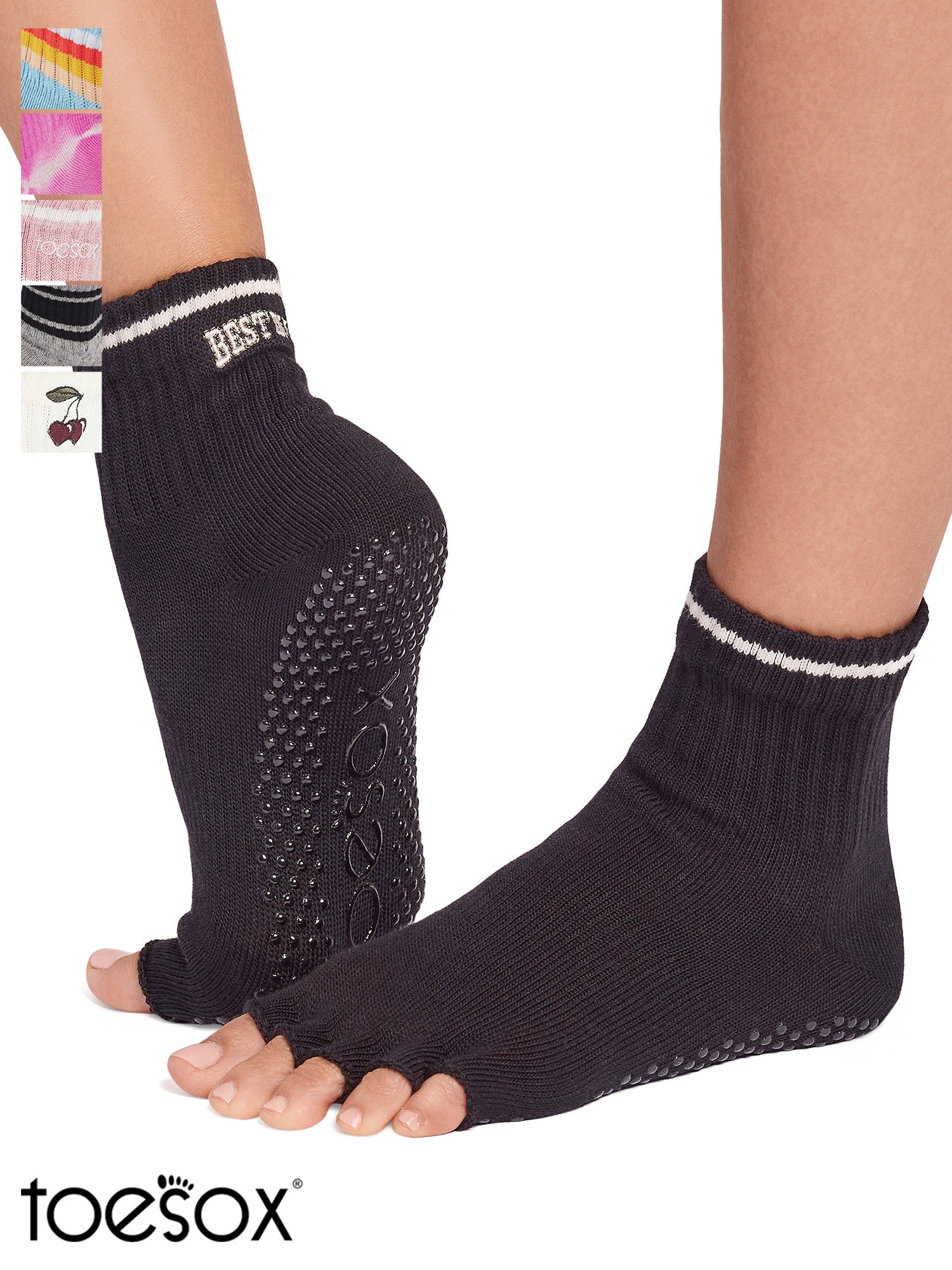 [ToeSox] Melody メロディー（Half-Toe／つま先なし） グリップ ソックス／ ヨガ ピラティス 滑り止め付 靴下 クルー丈 26SS_D1