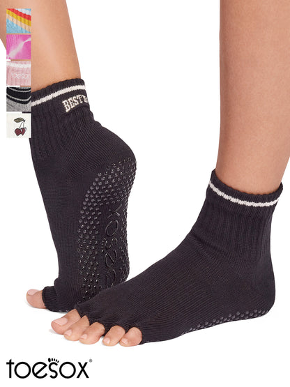 [ToeSox] Melody メロディー（Half-Toe／つま先なし） グリップ ソックス／ ヨガ ピラティス 滑り止め付 靴下 クルー丈 26SS_D1