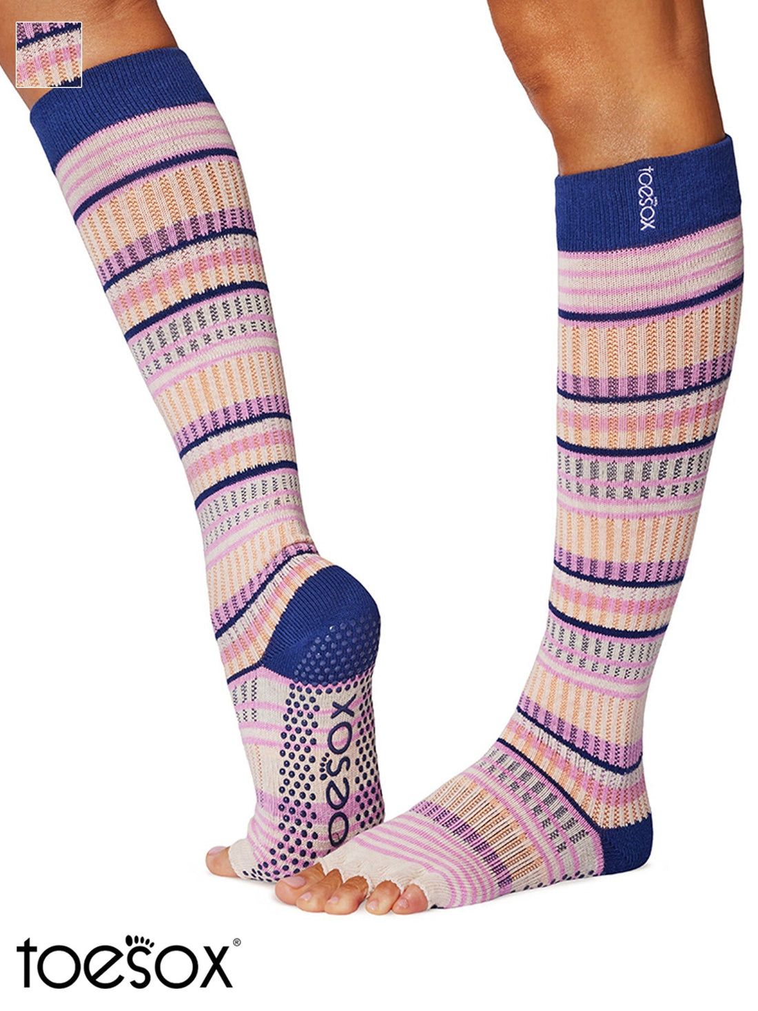 [ToeSox] Scrunch スクランチ Knee High（Half-Toe／つま先なし） グリップ ソックス／ ヨガ ピラティス 滑り止め付 靴下 ハイソックス 25SS_D2 2502