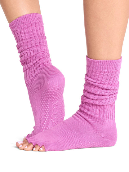 [ToeSox] Slouch (Half-Toe) Grip Socks / Yoga Pilates Socks with Anti-Slip 25SS_D2 2502 Crew Length