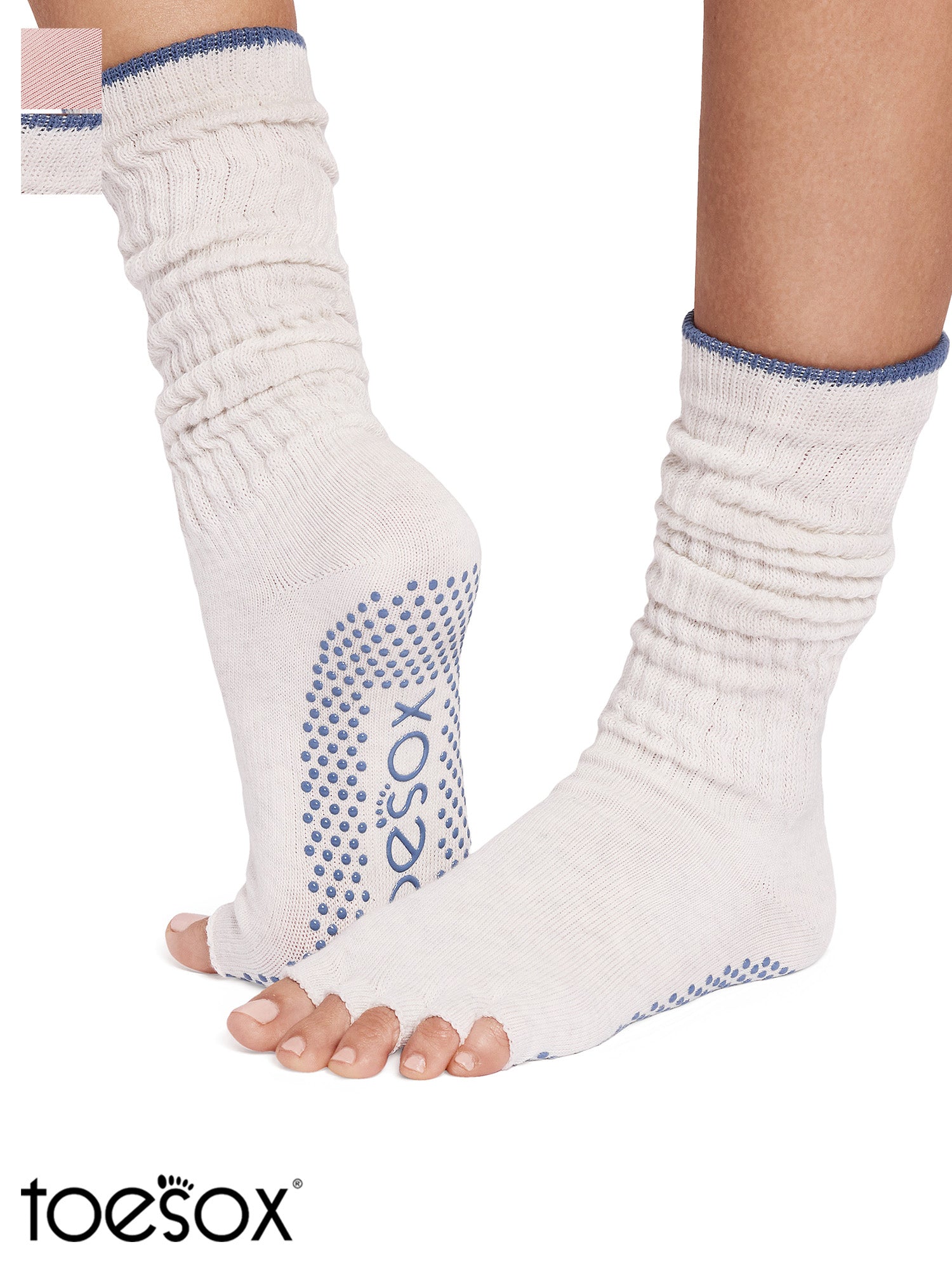 [ToeSox] Slouch (Half-Toe) Grip Socks / Yoga Pilates Socks with Anti-Slip 25SS_D2 2502 Crew Length